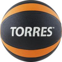 Медбол TORRES 2 кг, арт. AL00222, резина, диаметр 19,5 см, черно-оранжево-белый