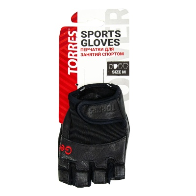 Перчатки для занятий спортом "TORRES", нейлон, нат.кожа и замша, подбивка гель, цвет черный, размер XL