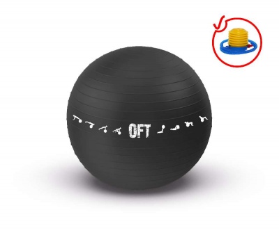 Гимнастический мяч 75 см для коммерческого использования черный с насосом FT-GBPRO-75BK